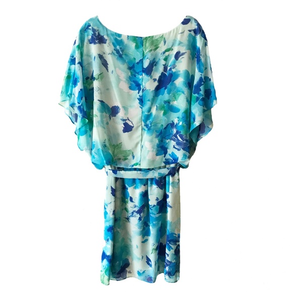 NWT S. L. Fashion Aqua Blouson Dress Size 14 - Picture 2 of 4